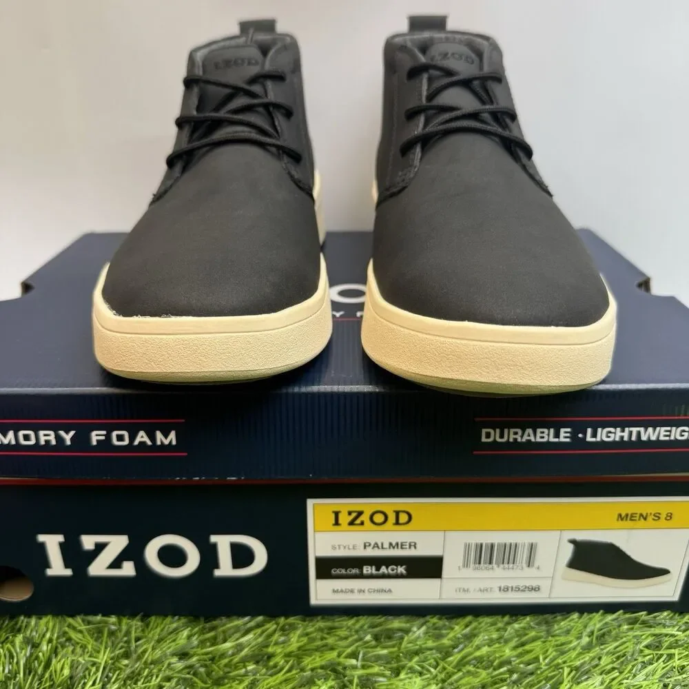 IZOD Palmer Men's Size 8 Lace-up Chukka Boots, Black New in Box